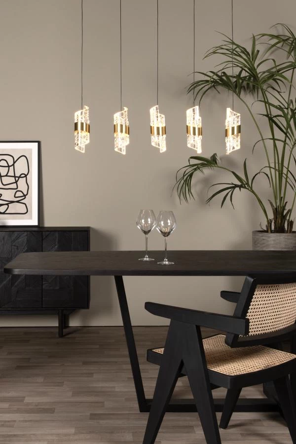 Lucide KLIGANDE - Pendant light - LED Dim. - 5x7,8W 2700K - Matt Gold / Brass - atmosphere 1